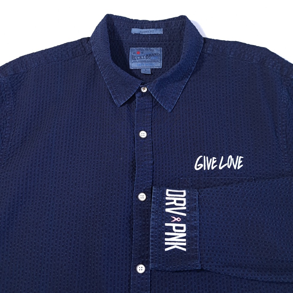 Lucky Brand Men's Collared Button-Up Shirt Blue Size M Long Sleeves 100% Cotton‎